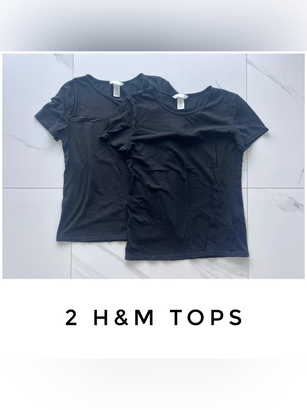 Set of 2 H&M tops size Medium black shirt sleeve cotton